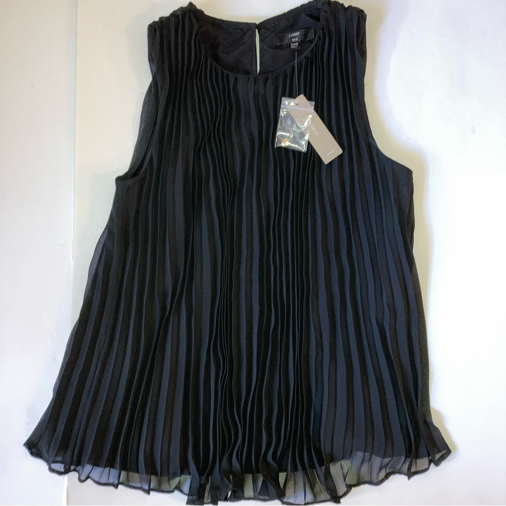 NWT J.Crew Pleated Tank Top Black XXS